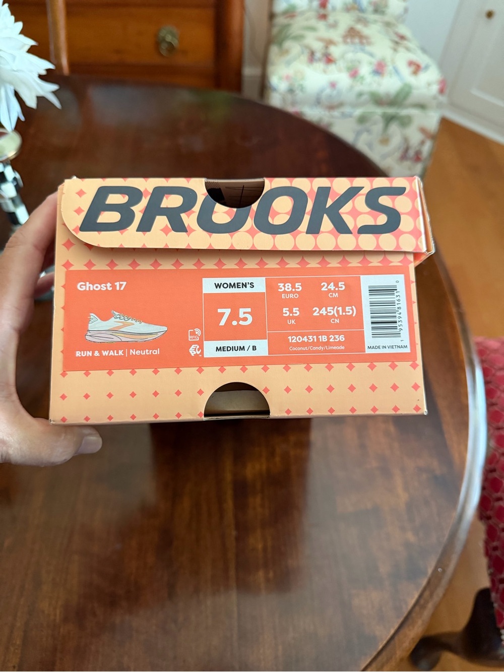 Brooks Women's White Pink Orange Athletic Running Shoes - Picture 4 of 4